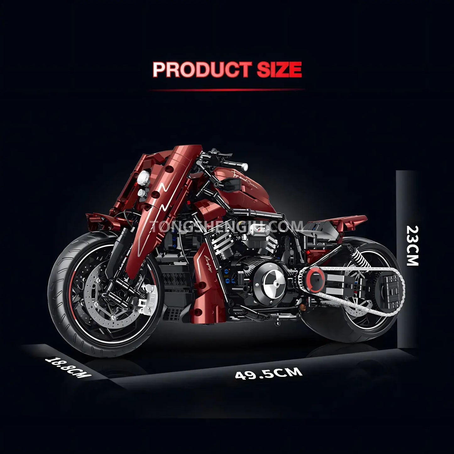Tongshengju Technic Night Rod Motorcycle Building Blocks Set For Adults Collectible (1787PCS)