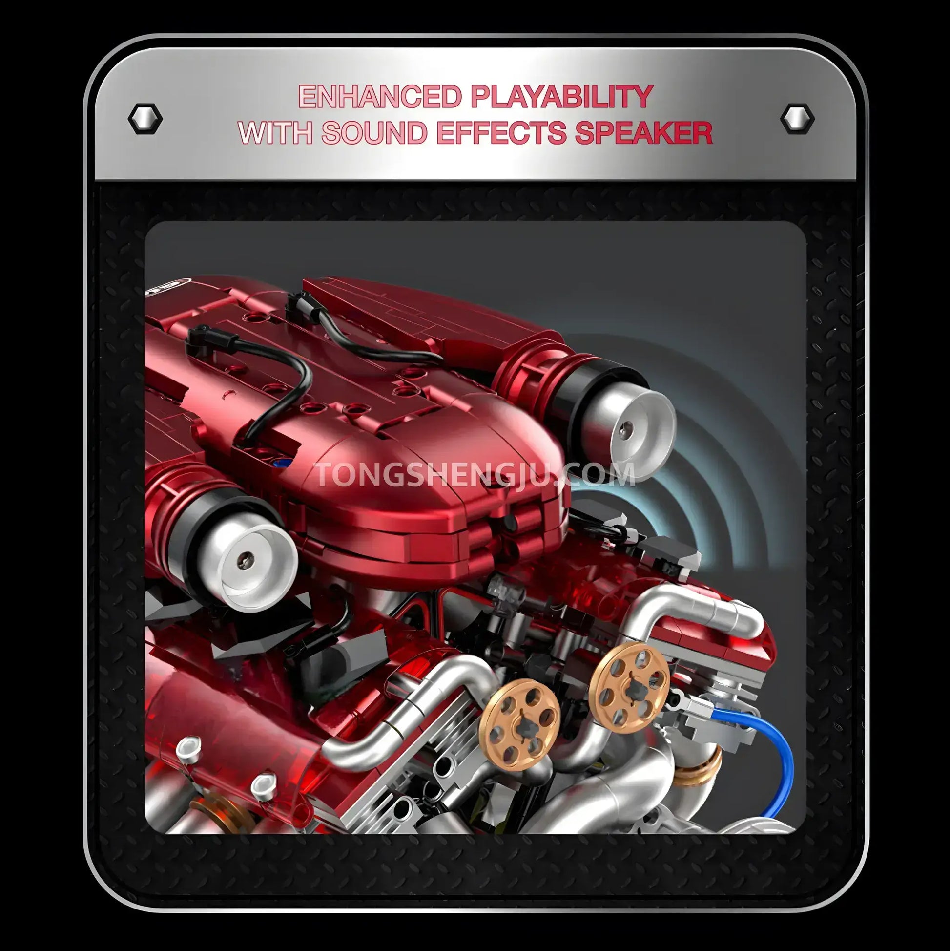 guly 60555 ferrari raceforge v12 engine model car building blocks set enhanced playbility with sound effects speaker