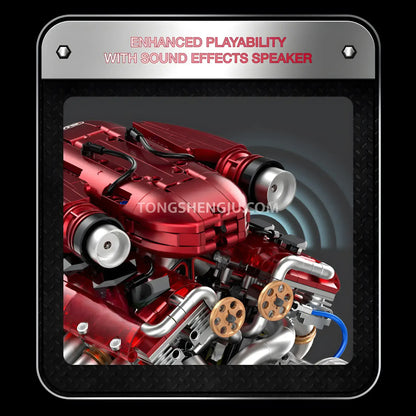 guly 60555 ferrari raceforge v12 engine model car building blocks set enhanced playbility with sound effects speaker