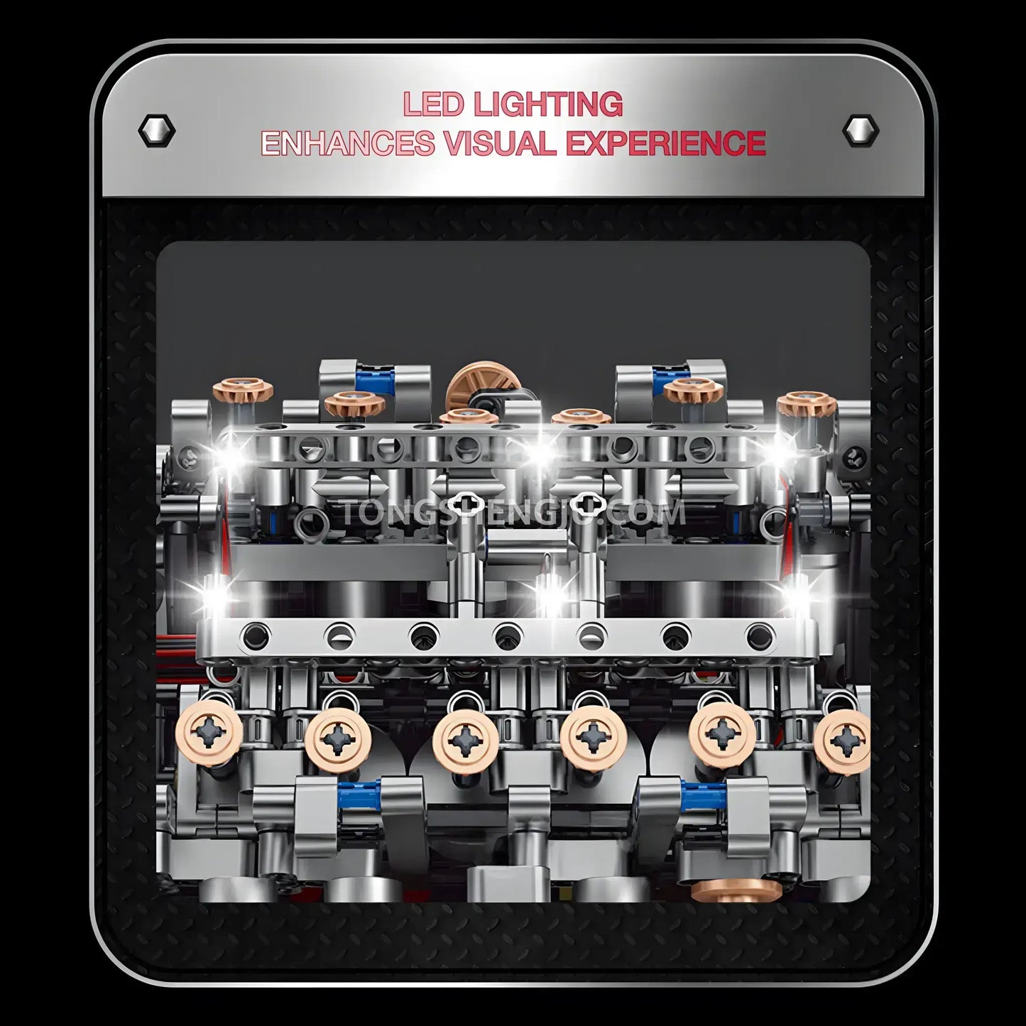 guly 60555 ferrari raceforge v12 engine model car building blocks set led ligting enhances visual experience