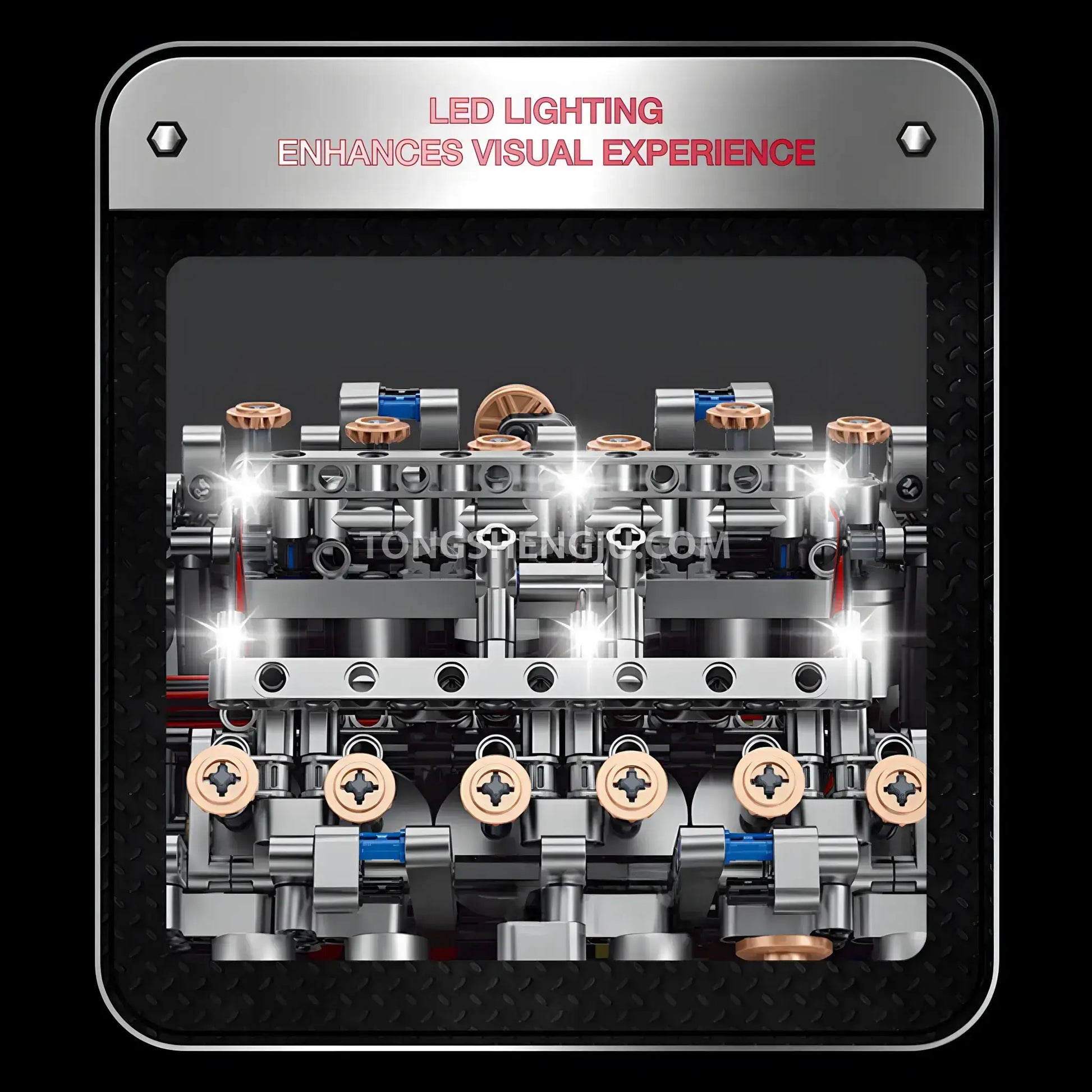 guly 60555 ferrari raceforge v12 engine model car building blocks set led ligting enhances visual experience
