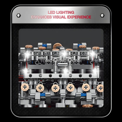 guly 60555 ferrari raceforge v12 engine model car building blocks set led ligting enhances visual experience
