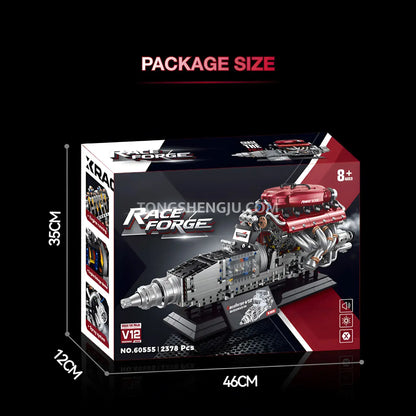 package size of guly 60555 ferrari raceforge v12 engine model car building blocks set 