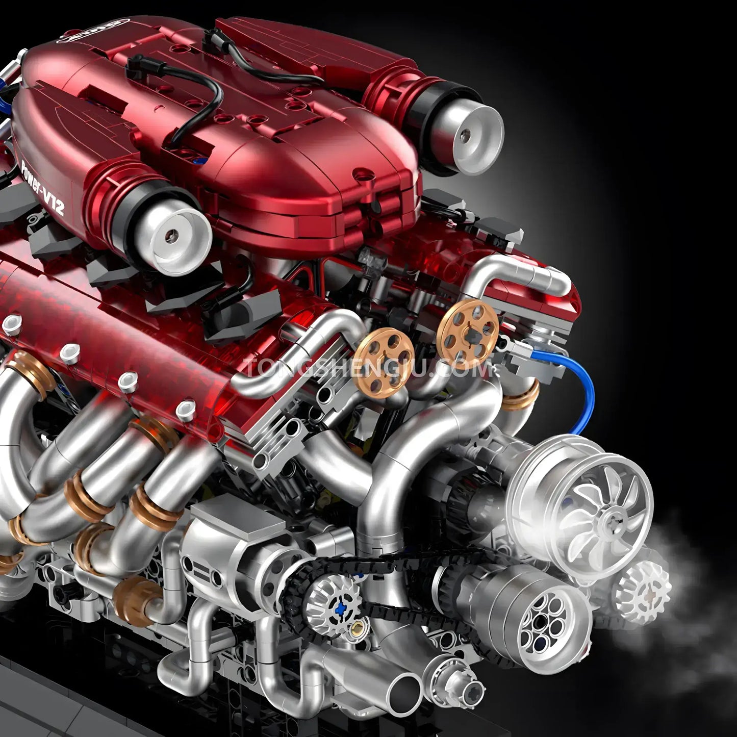 guly 60555 ferrari raceforge v12 engine model car building blocks set simulated steam spray
