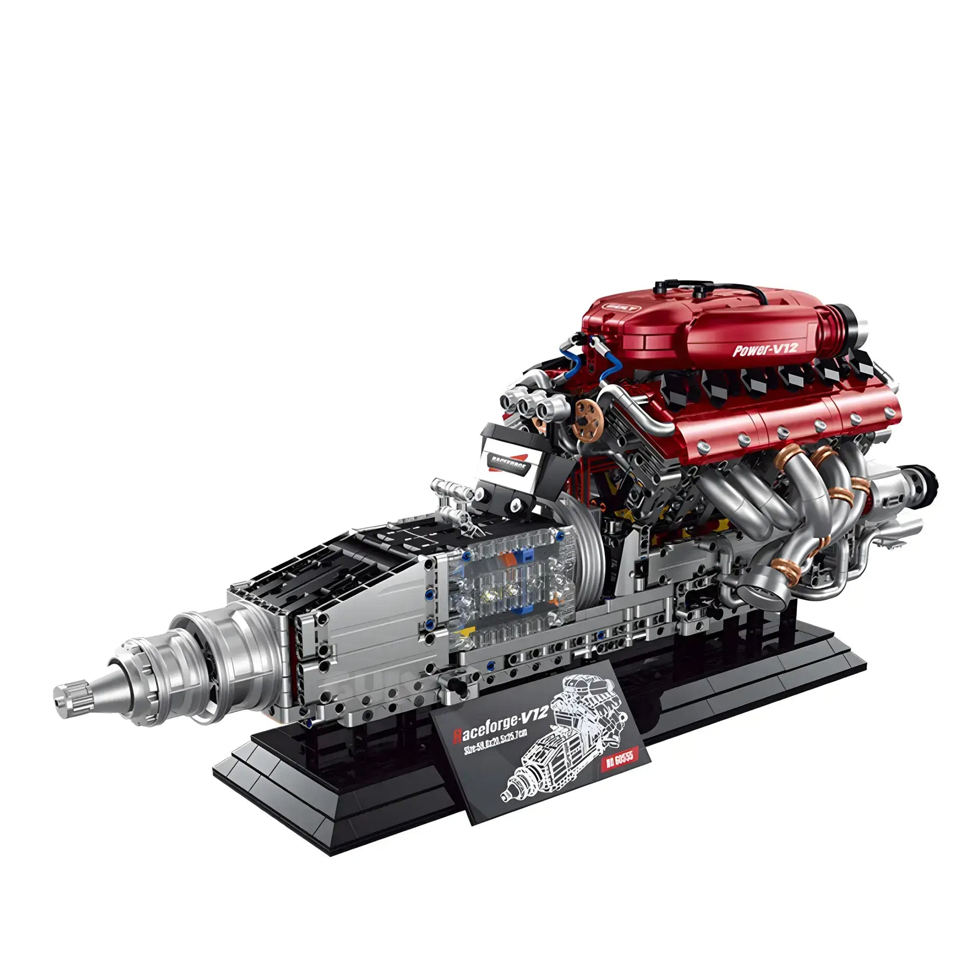 static version of guly 60555 ferrari raceforge v12 engine model car building blocks set 
