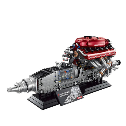 static version of guly 60555 ferrari raceforge v12 engine model car building blocks set 