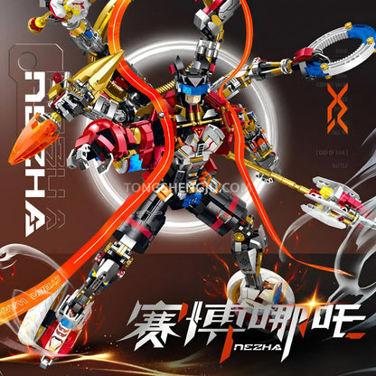guly 80504 cyber nezha model mecha building blocks set compatible with lego technic series