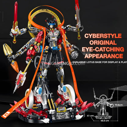 guly 80504 cyber nezha model mecha building blocks set cycber style original eye-catching appearance