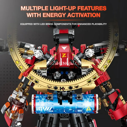 guly 80504 cyber nezha model mecha building blocks set multiple light up features with energy activation