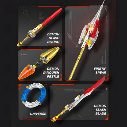 guly 80504 cyber nezha model mecha building blocks set weapon list