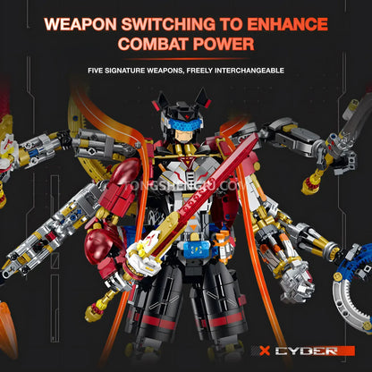 guly 80504 cyber nezha model mecha building blocks set weapon switching to enhance combat power