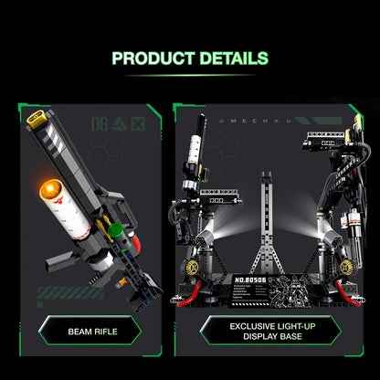 guly 80506 hn-03 dark sazabi model mecha building blocks toy beam rifle and exclusive light-up display base