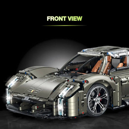 front view of GULY 10626 porsche mission x sports car building blocks set model car