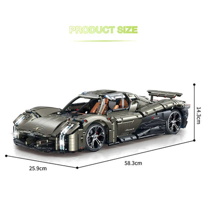 product size of GULY 10626 porsche mission x sports car building blocks set model car