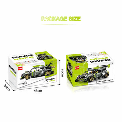 packge size of guly 10632 bmmini building blocks model toy car