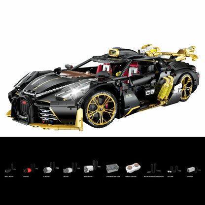 dynamic version of guly 10631 bujiadi heiyezhis w16 sports car building blocks set model car