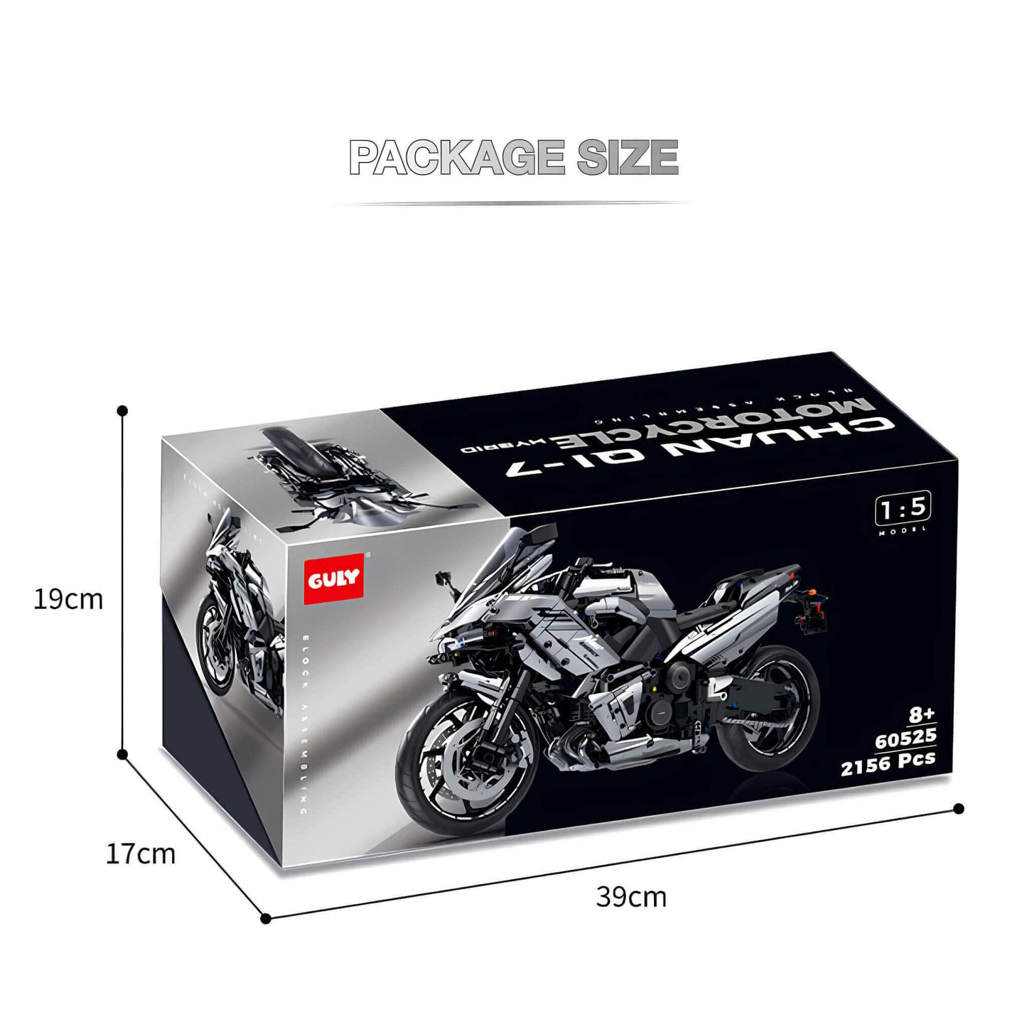 package size of guly 60525 chuanqi 7 building blocks model toy motorcycle