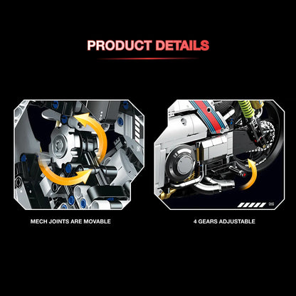product details of guly 60520 lutesii mecha c-01 building blocks model toy motorcyle mecha joints are movable and 4 gears adjustable