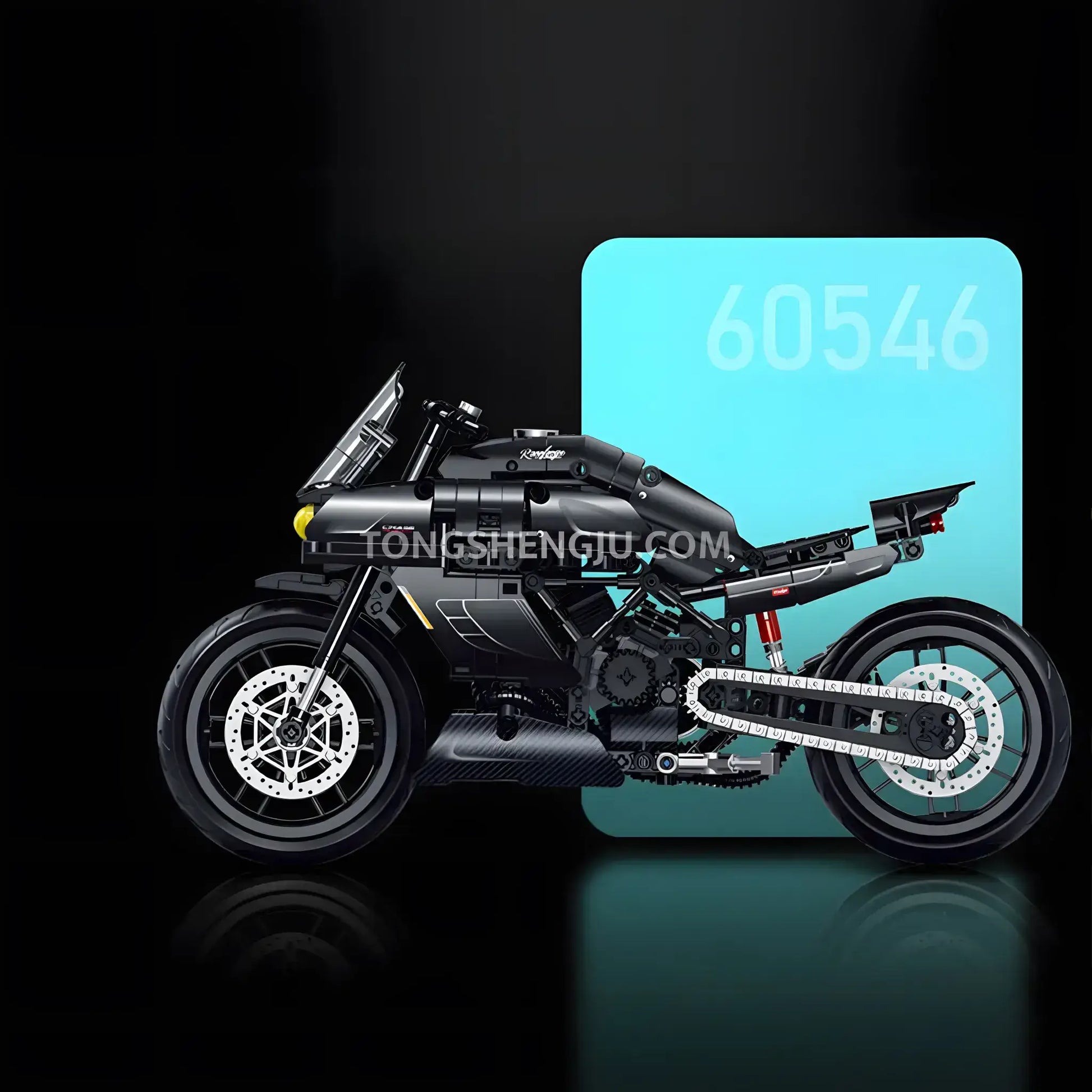 side view of guly shuanggao 60546 ducati diavel technic motorcycle building set model motorcycle