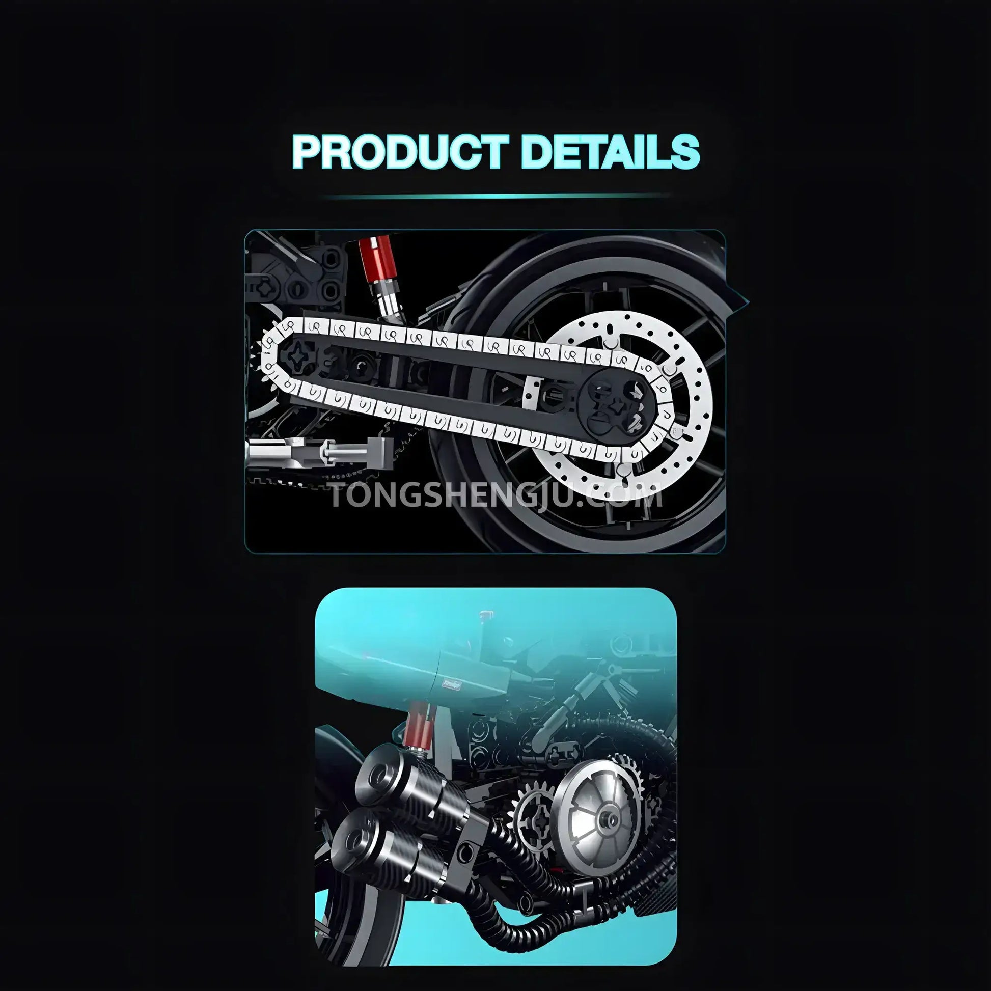 product assembly details of guly shuanggao 60546 ducati diavel technic motorcycle building set model motorcycle