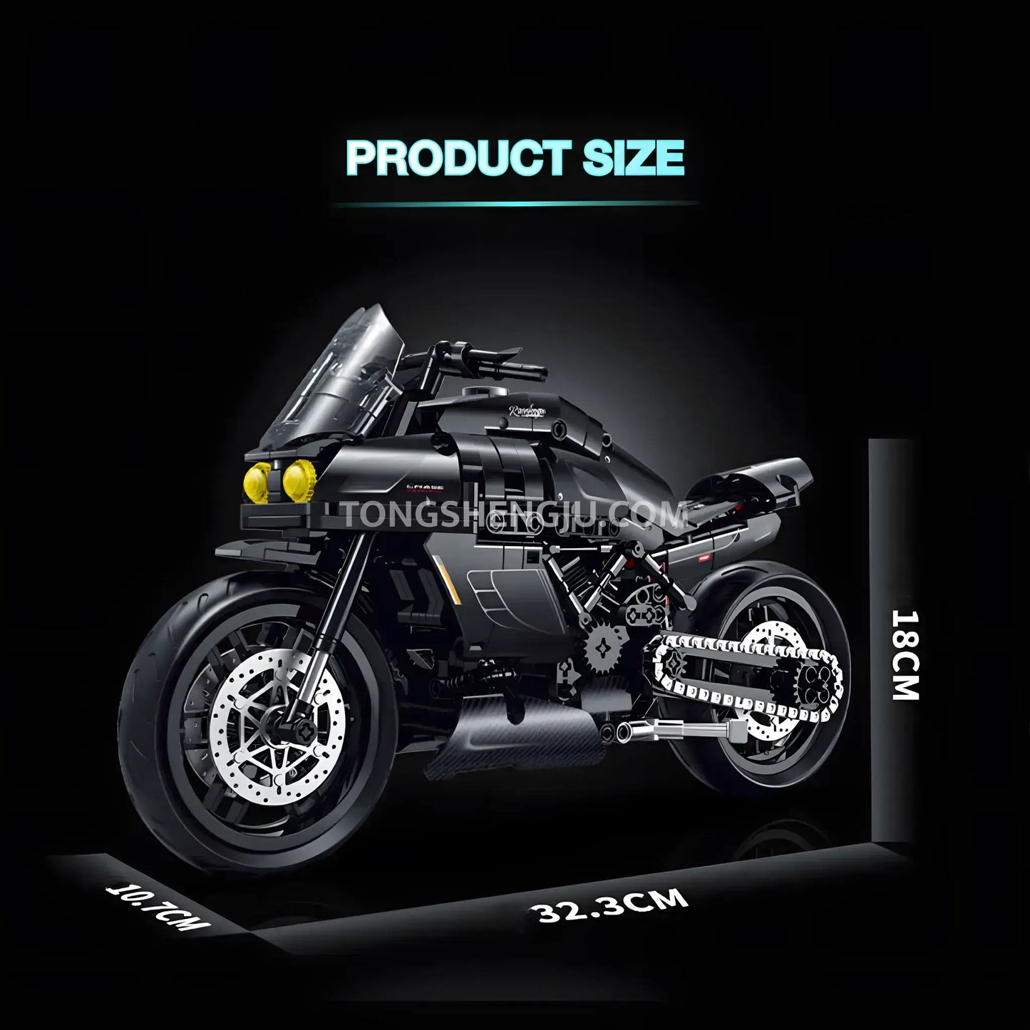 product size of guly shuanggao 60546 ducati diavel technic motorcycle building set model motorcycle