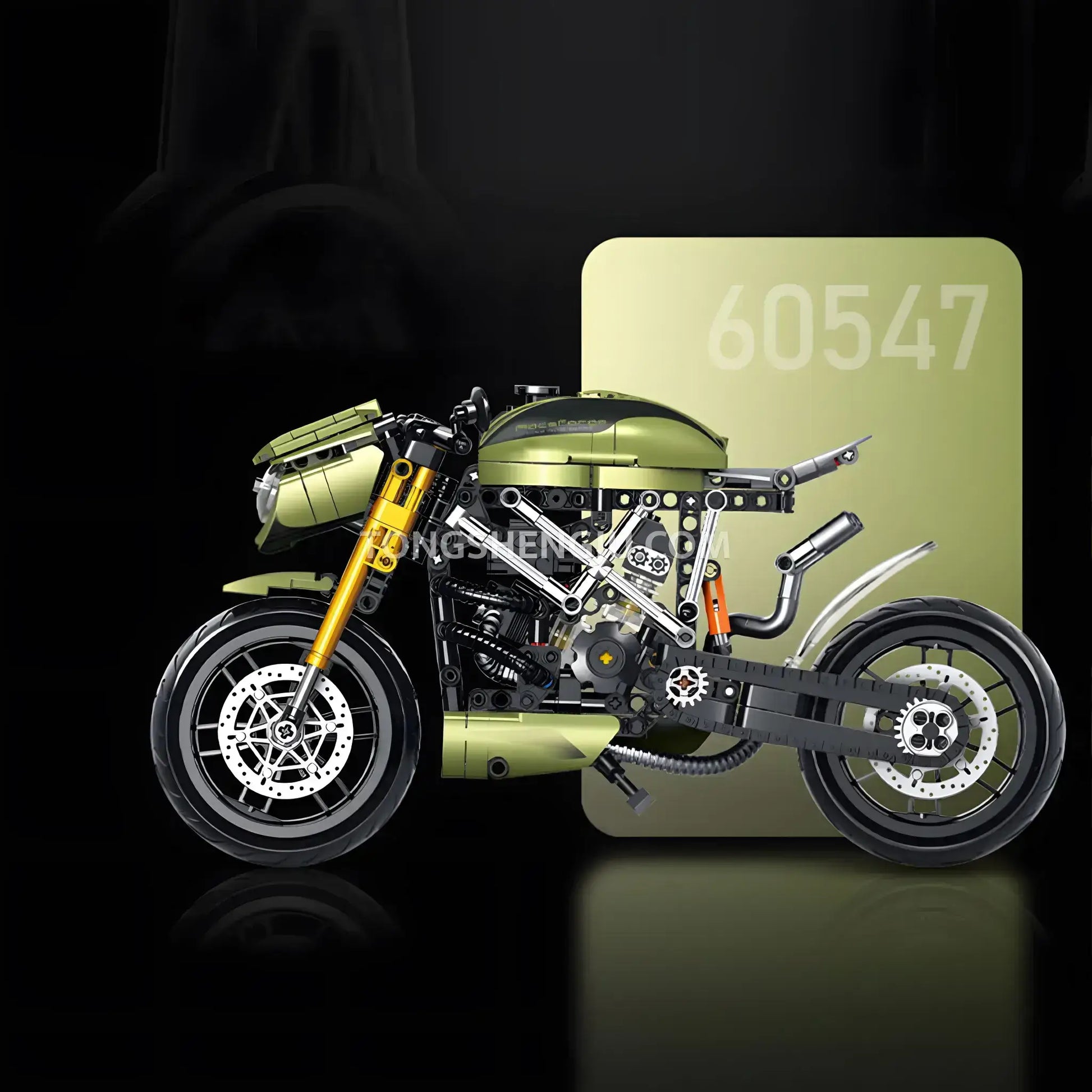 side view of guly shuanggao 60547 ducati 848 technic motorcycle building set model motorcycle 