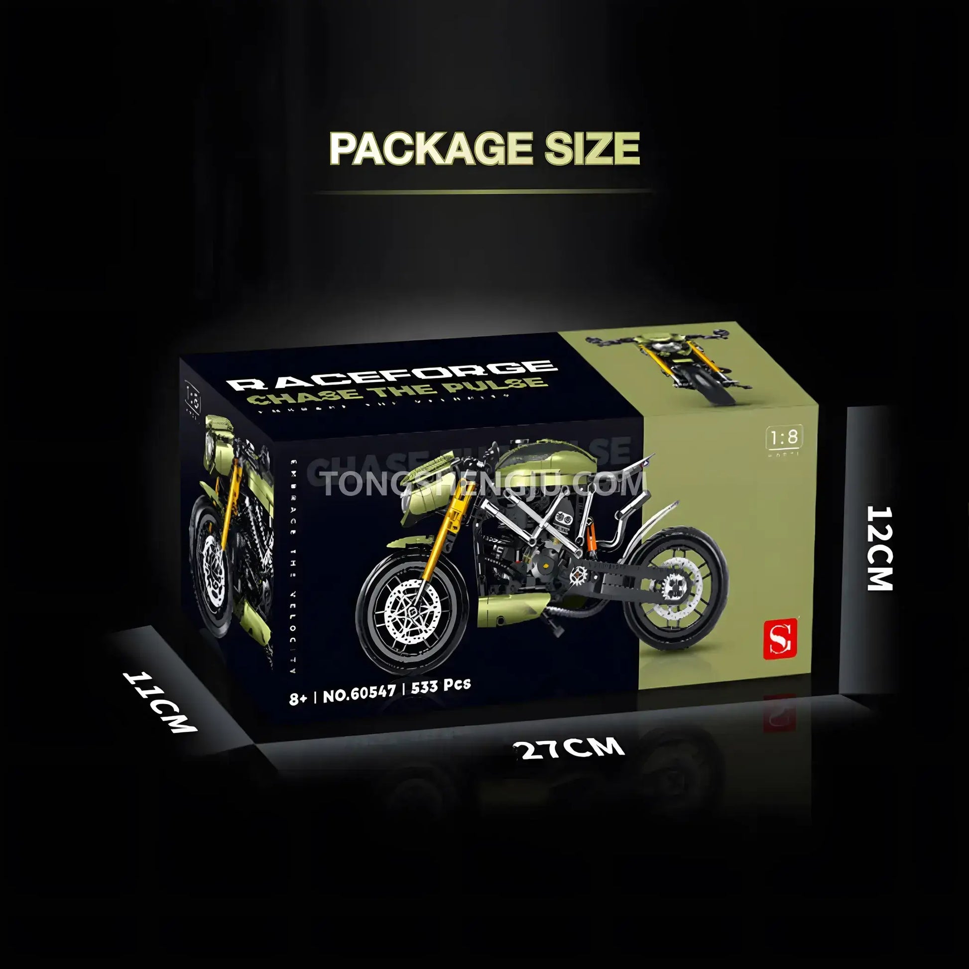 package size of guly shuanggao 60547 ducati 848 technic motorcycle building set model motorcycle