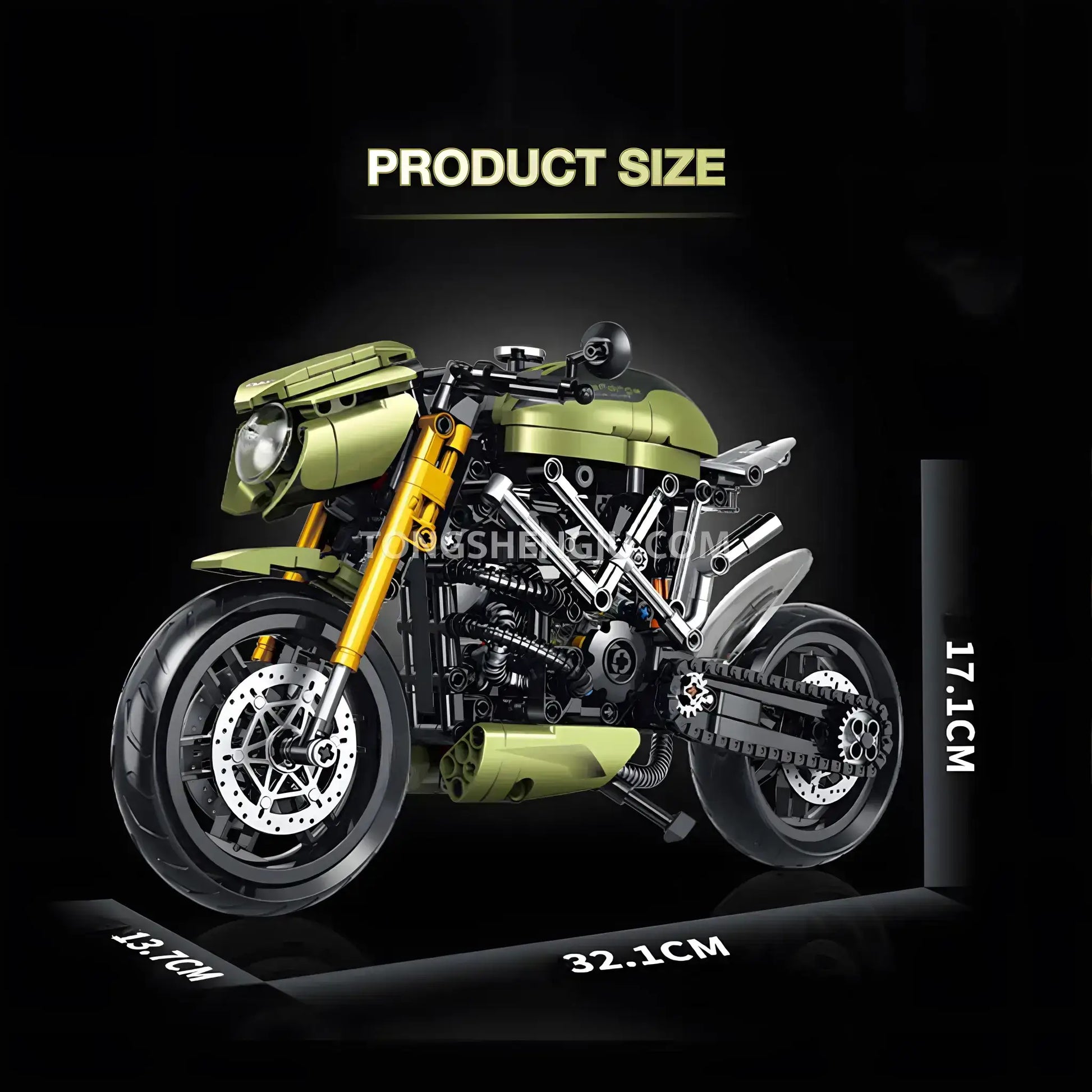 product size of guly shuanggao 60547 ducati 848 technic motorcycle building set model motorcycle