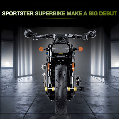 front view of shuanggao halei davidsn sportsters building blocks model toy motorcycle