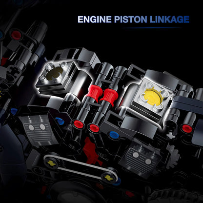 shuanggao 60517 halei night luther technic motorcycle building blocks set engine piston linkage