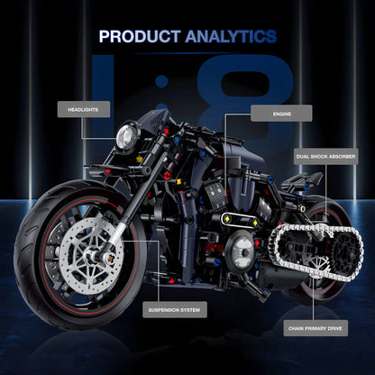 product analytics of shuanggao 60517 halei night luther technic motorcycle building blocks set