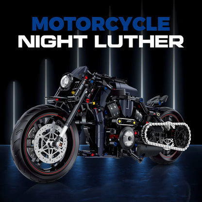 1:8 halei night luther technic motorcycle building blocks set from shuanggao 60517