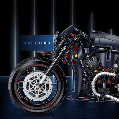 side view of shuanggao 60517 halei night luther technic motorcycle building blocks set