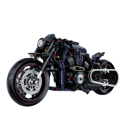 static version of shuanggao 60517 halei night luther technic motorcycle building blocks set 