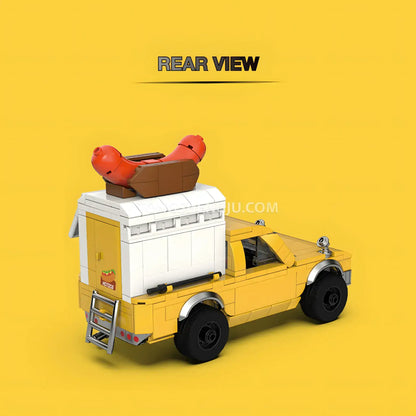 rear view of happy build power build pb8858 shiba coming hotdog truck car building set model car 