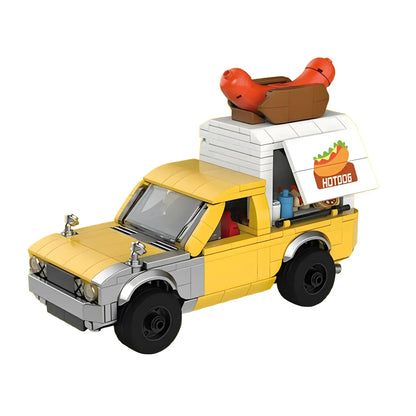 static version of happy build power build pb8858 shiba coming hotdog truck car building set model car 