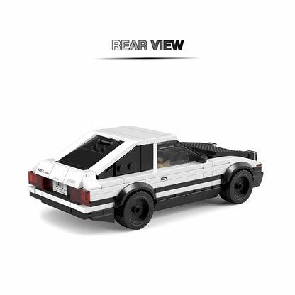 rear view of happy build powerblock pb8810 toyota ae86 model car building blocks toy