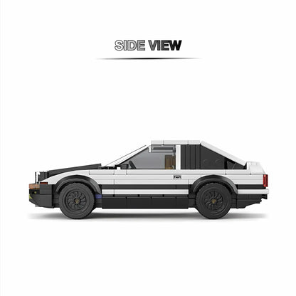 side view of happy build powerblock pb8810 toyota ae86 model car building blocks toy