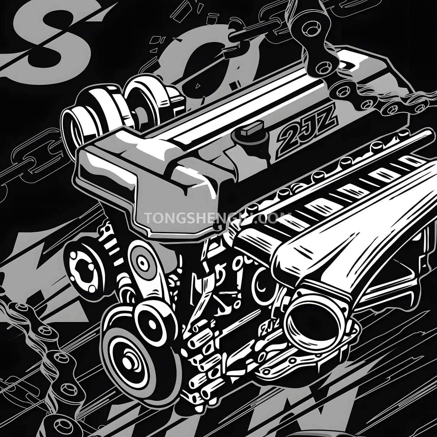 happybuild powerbuild pb8814 toyota sokun 2jz gte engine model technic building set compatible with lego technic series