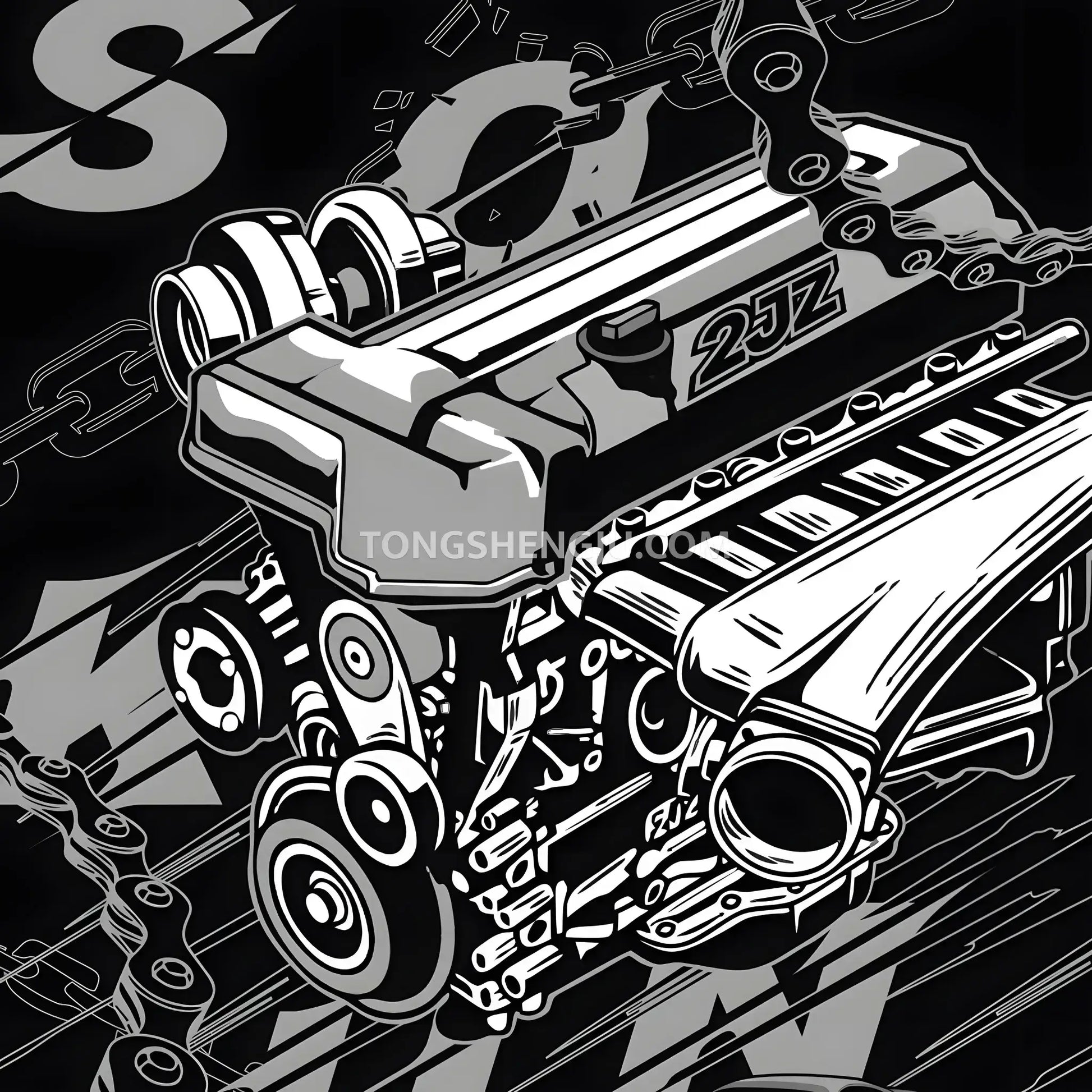 happybuild powerbuild pb8814 toyota sokun 2jz gte engine model technic building set compatible with lego technic series