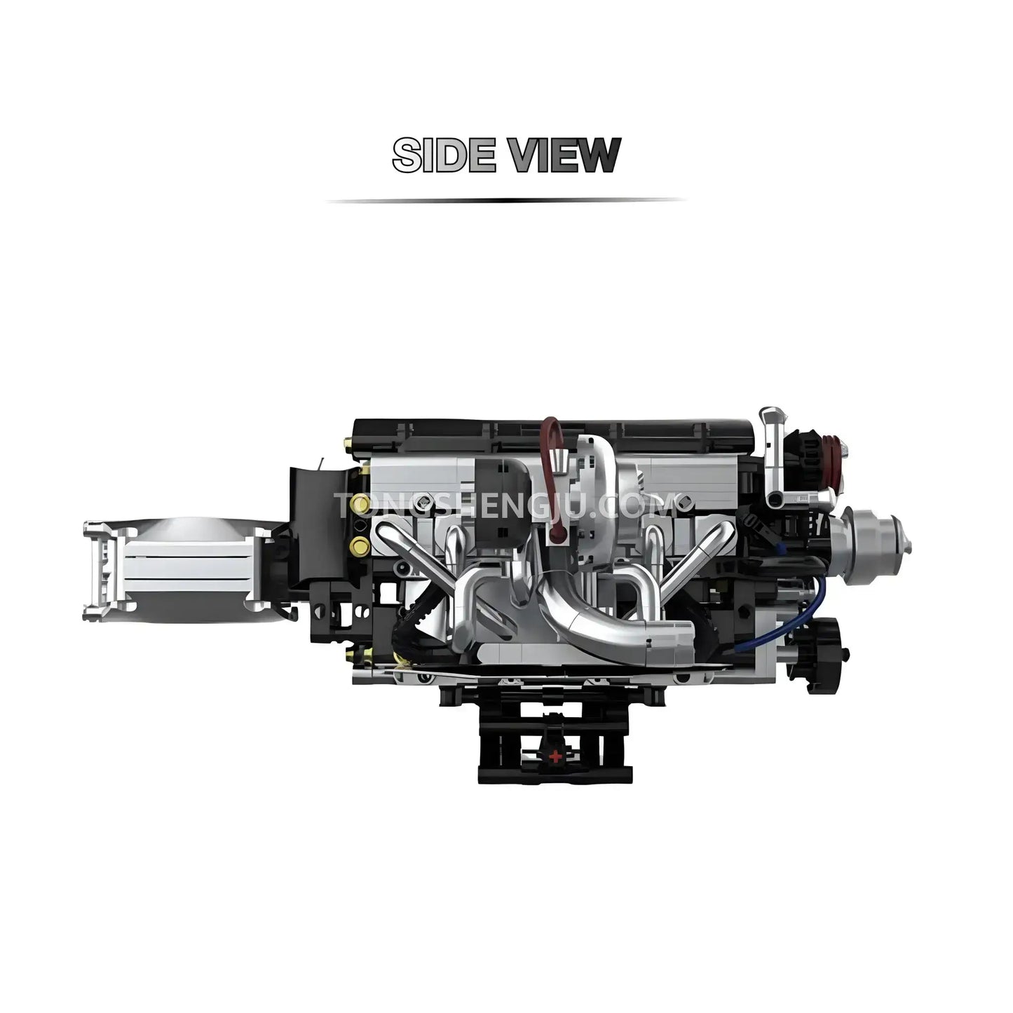 side view of happybuild powerbuild pb8814 toyota sokun 2jz gte engine model technic building set