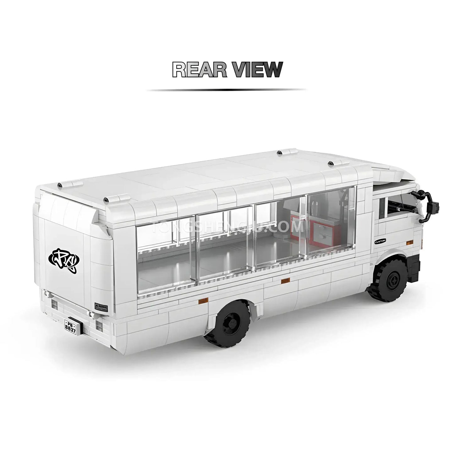 rear view of happybuild powerbuild pb8837 f3 dream carriers car building set model car