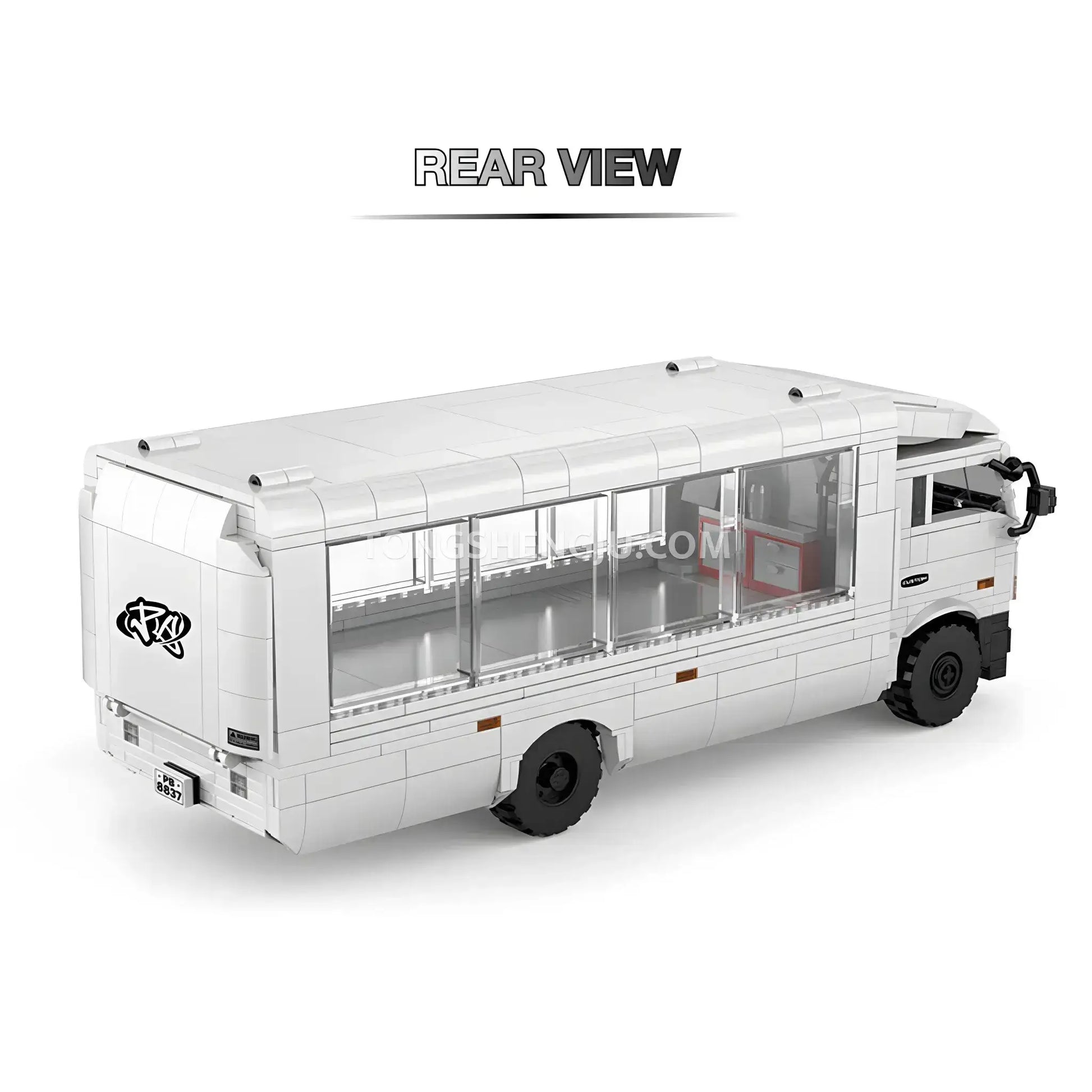 rear view of happybuild powerbuild pb8837 f3 dream carriers car building set model car