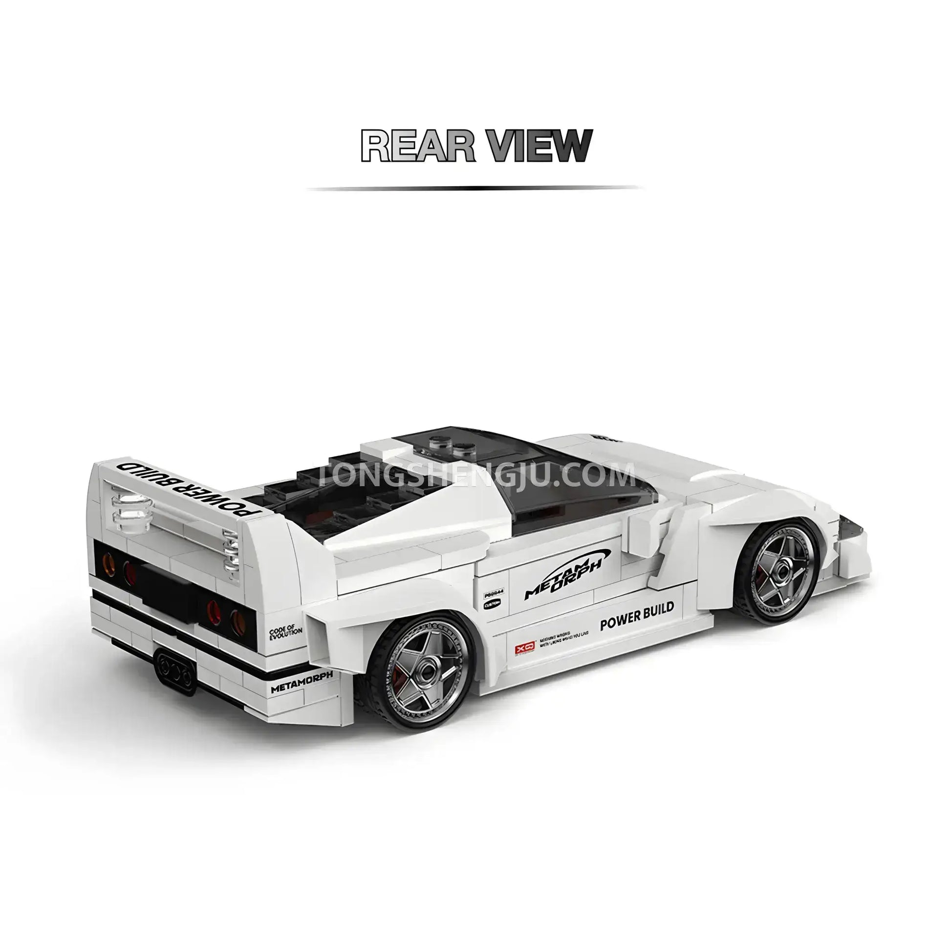 rear view of happy build power build pb8844 falali f40 sprots car building set model car