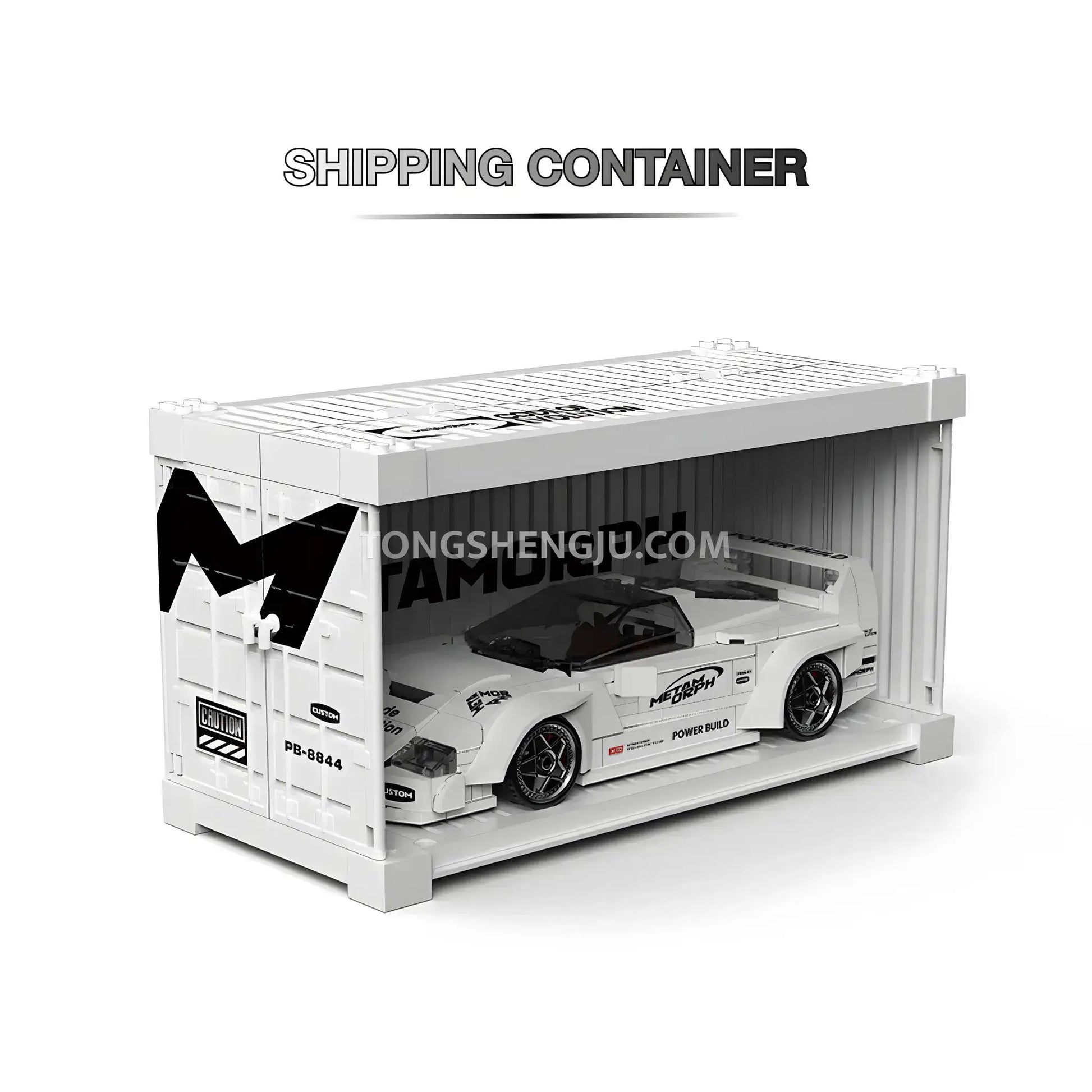 shipping container of happy build power build pb8844 falali f40 sprots car building set model car