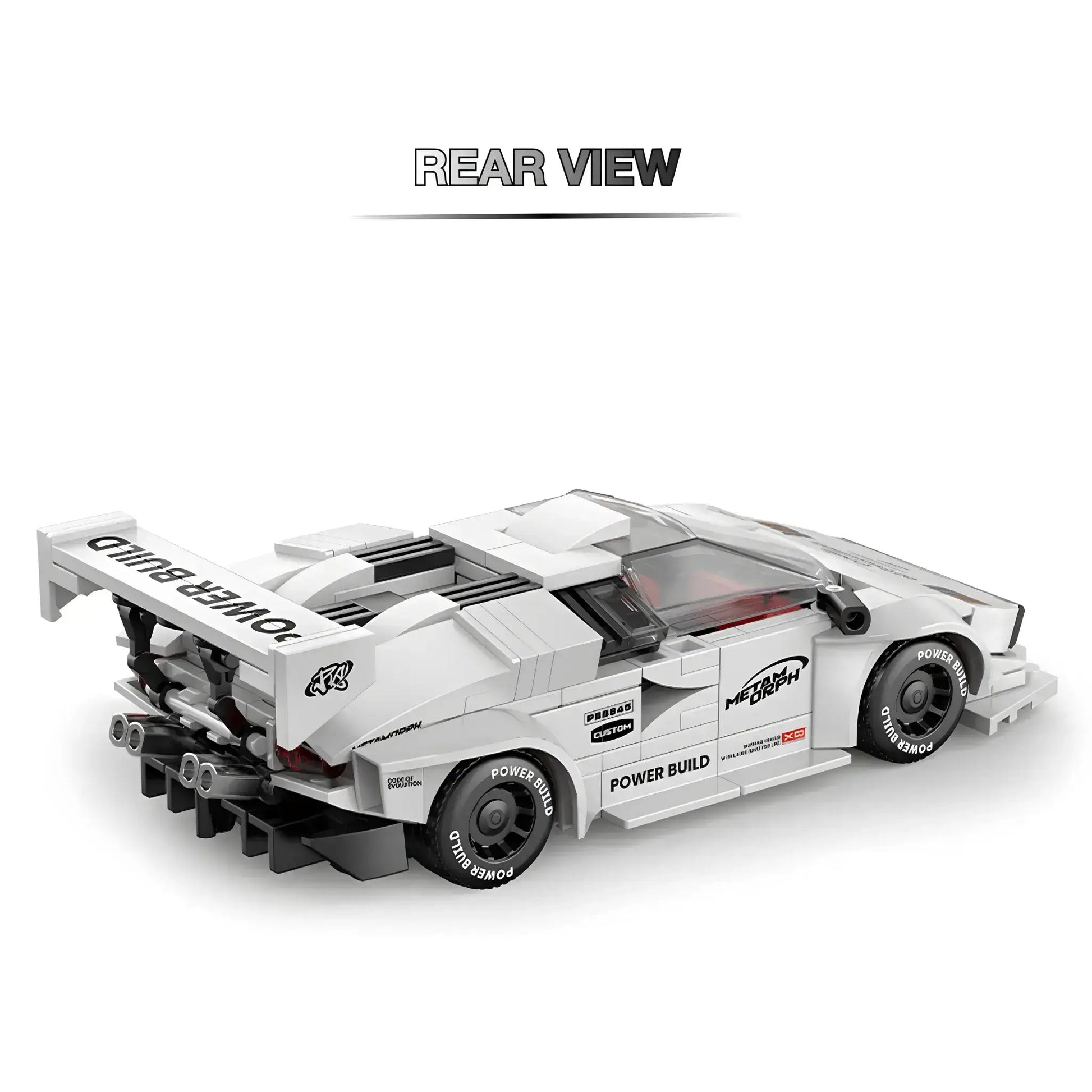 rear view of happy build power build pb8845 lamborghini countach sprots car building set model car