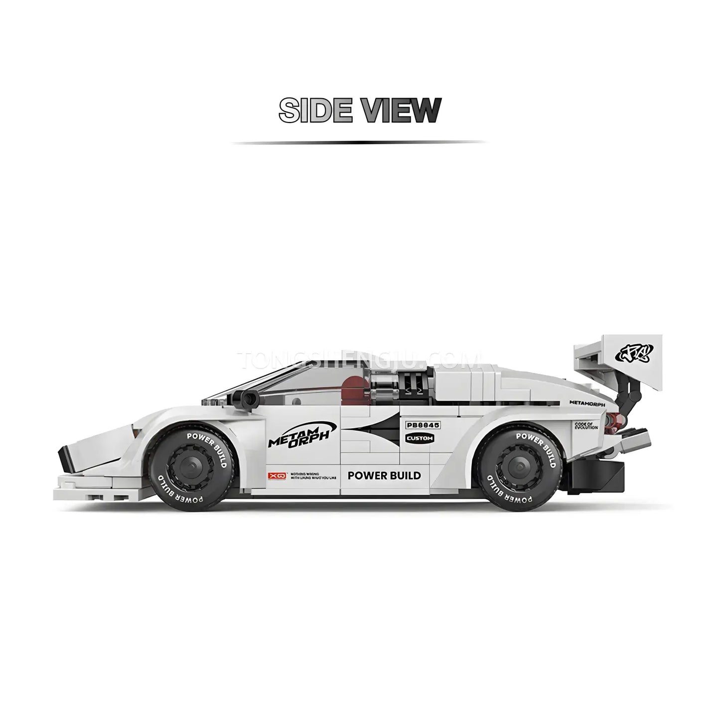 side view of happy build power build pb8845 lamborghini countach sprots car building set model car