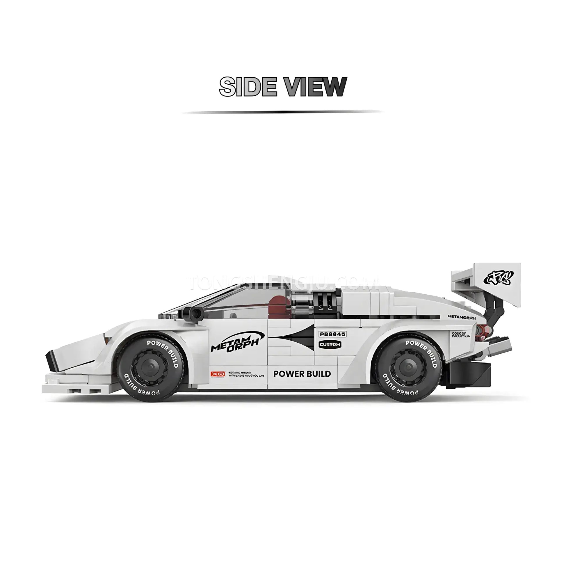 side view of happy build power build pb8845 lamborghini countach sprots car building set model car