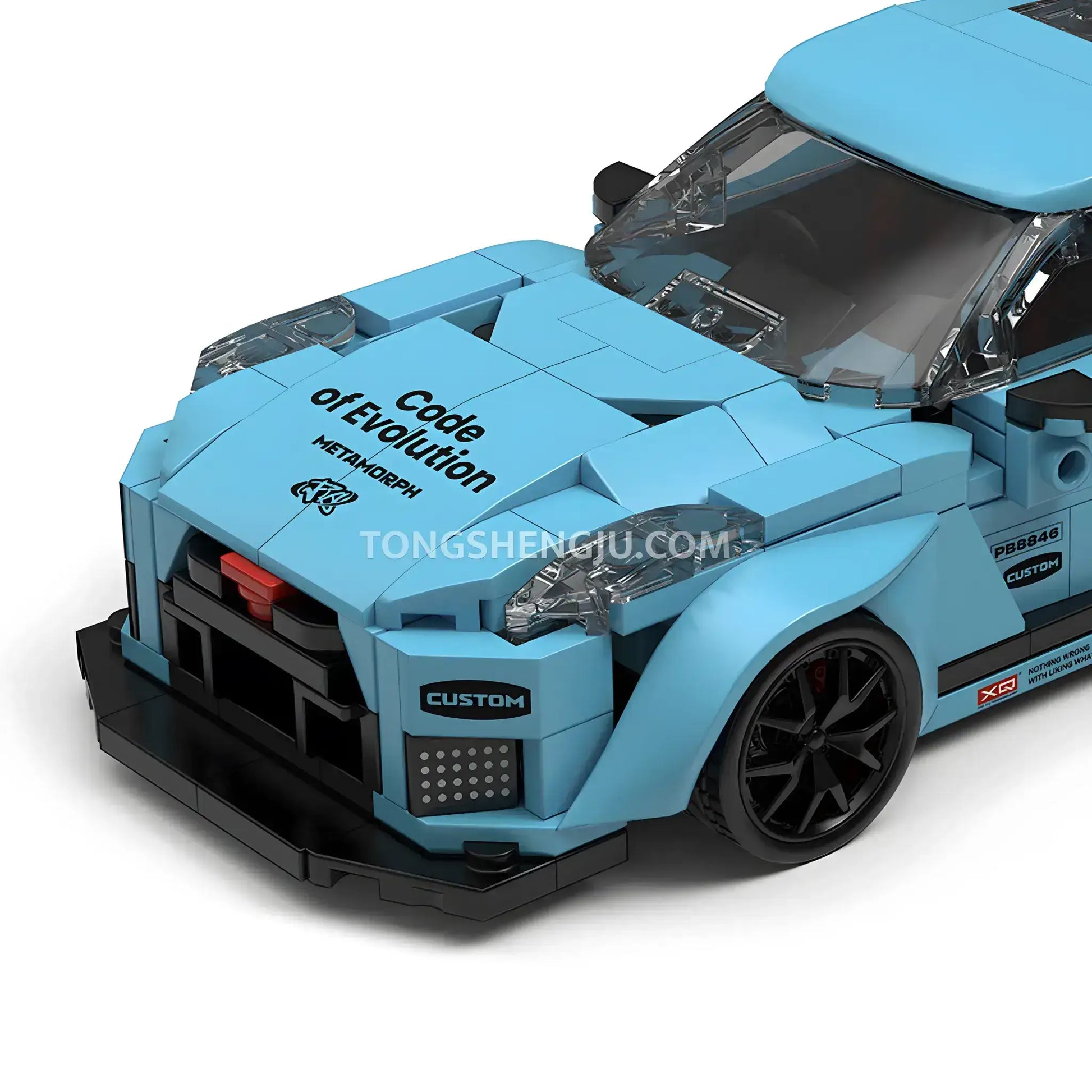 happy build power build pb8846 nissan gtr sprots car building set model car front hood