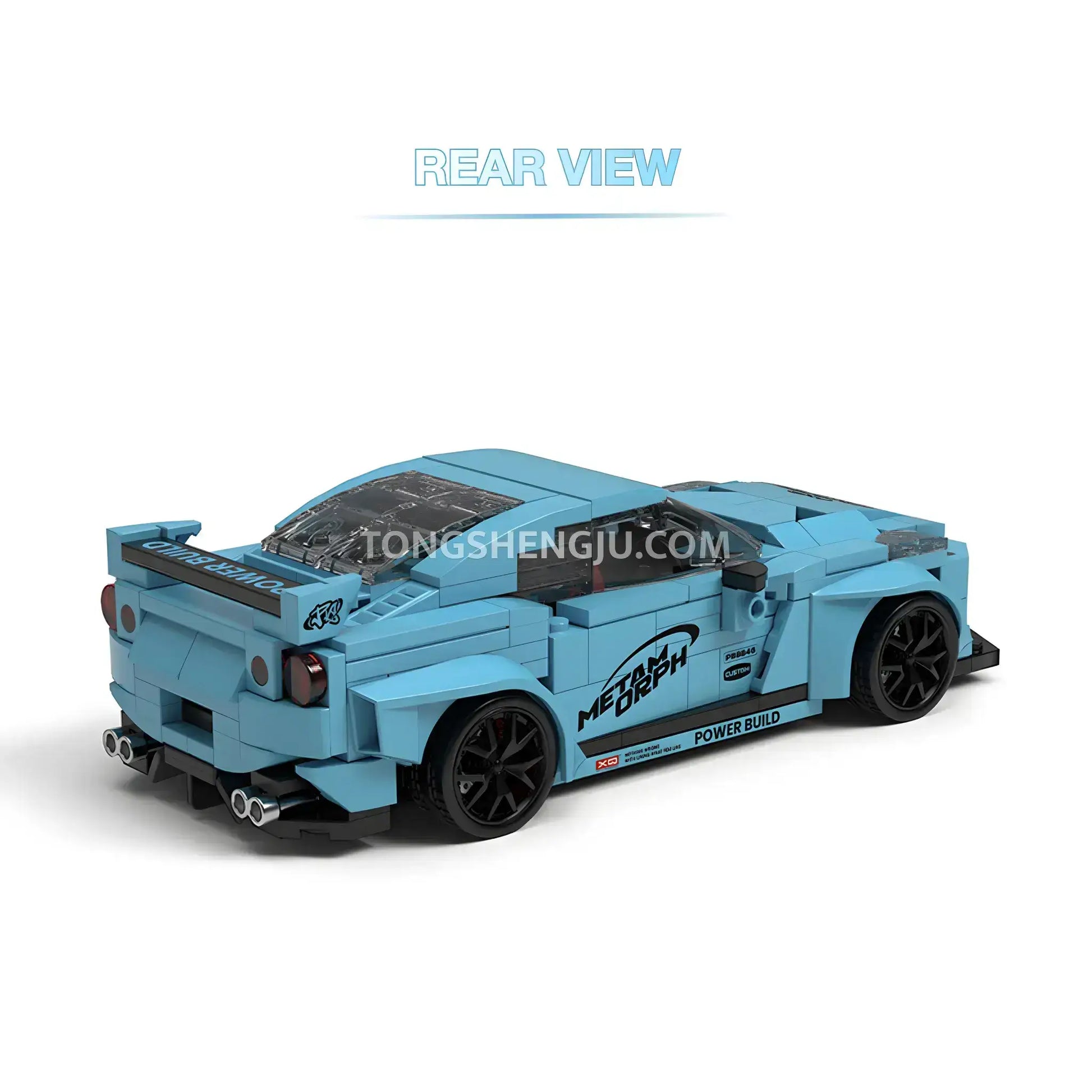 rear view of happy build power build pb8846 nissan gtr sprots car building set model car